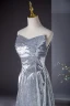 Sparkly Silver Sequins Evening Dresses 2024 A-Line / Princess Strapless Sleeveless Backless Floor-Length / Long Evening Party Formal Dresses