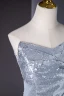 Sparkly Silver Sequins Evening Dresses 2024 A-Line / Princess Strapless Sleeveless Backless Floor-Length / Long Evening Party Formal Dresses