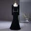 Chic / Beautiful Black Velvet Evening Dresses  2024 Trumpet / Mermaid Square Neckline Long Sleeve Backless Floor-Length / Long Evening Party Formal Dresses