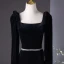 Chic / Beautiful Black Velvet Evening Dresses  2024 Trumpet / Mermaid Square Neckline Long Sleeve Backless Floor-Length / Long Evening Party Formal Dresses