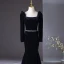 Chic / Beautiful Black Velvet Evening Dresses  2024 Trumpet / Mermaid Square Neckline Long Sleeve Backless Floor-Length / Long Evening Party Formal Dresses