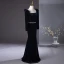 Chic / Beautiful Black Velvet Evening Dresses  2024 Trumpet / Mermaid Square Neckline Long Sleeve Backless Floor-Length / Long Evening Party Formal Dresses