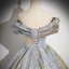 Bling Bling Gold Silver Glitter Prom Dresses 2024 Ball Gown Off-The-Shoulder Short Sleeve Backless Floor-Length / Long Prom Formal Dresses