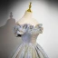 Bling Bling Gold Silver Glitter Prom Dresses 2024 Ball Gown Off-The-Shoulder Short Sleeve Backless Floor-Length / Long Prom Formal Dresses