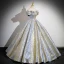 Bling Bling Gold Silver Glitter Prom Dresses 2024 Ball Gown Off-The-Shoulder Short Sleeve Backless Floor-Length / Long Prom Formal Dresses