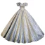 Bling Bling Gold Silver Glitter Prom Dresses 2024 Ball Gown Off-The-Shoulder Short Sleeve Backless Floor-Length / Long Prom Formal Dresses