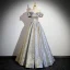 Bling Bling Gold Silver Glitter Prom Dresses 2024 Ball Gown Off-The-Shoulder Short Sleeve Backless Floor-Length / Long Prom Formal Dresses