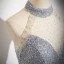 Glitzernden Himmelblau Perlenstickerei Strass Pailletten Abendkleider 2024 A Linie Neckholder Ärmellos Rückenfreies Sweep / Pinsel Zug Abend Festliche Kleider