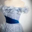 Fashion Sky Blue Sequins Appliques Tassel Prom Dresses 2024 Ball Gown Off-The-Shoulder Sleeveless Backless Floor-Length / Long Prom Formal Dresses