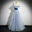 Fashion Sky Blue Sequins Appliques Tassel Prom Dresses 2024 Ball Gown Off-The-Shoulder Sleeveless Backless Floor-Length / Long Prom Formal Dresses