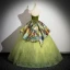 Fashion Sage Green Pleated Prom Dresses 2024 Ball Gown Strapless Sleeveless Backless Floor-Length / Long Prom Formal Dresses