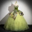 Fashion Sage Green Pleated Prom Dresses 2024 Ball Gown Strapless Sleeveless Backless Floor-Length / Long Prom Formal Dresses