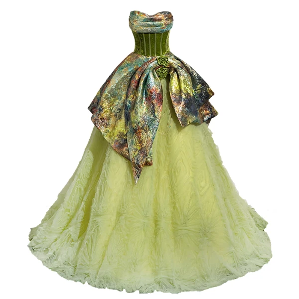 Fashion Sage Green Pleated Prom Dresses 2024 Ball Gown Strapless Sleeveless Backless Floor-Length / Long Prom Formal Dresses