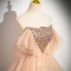 Sparkly Gold Sequins Prom Dresses 2024 Ball Gown Strapless Sleeveless Backless Floor-Length / Long Prom Formal Dresses