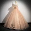 Sparkly Gold Sequins Prom Dresses 2024 Ball Gown Strapless Sleeveless Backless Floor-Length / Long Prom Formal Dresses