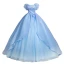 Charming Sky Blue Beading Pearl Cascading Ruffles Prom Dresses 2024 Ball Gown Strapless Sleeveless Backless Floor-Length / Long Prom Formal Dresses