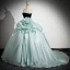 Fashion Mint Green Flower Cascading Ruffles Prom Dresses 2024 Ball Gown Strapless Sleeveless Backless Floor-Length / Long Prom Formal Dresses