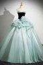 Fashion Mint Green Flower Cascading Ruffles Prom Dresses 2024 Ball Gown Strapless Sleeveless Backless Floor-Length / Long Prom Formal Dresses