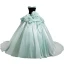 Fashion Mint Green Flower Cascading Ruffles Prom Dresses 2024 Ball Gown Strapless Sleeveless Backless Floor-Length / Long Prom Formal Dresses