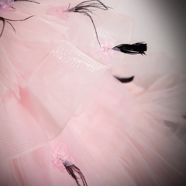 Fashion Blushing Pink Tassel Pearl Rhinestone Cascading Ruffles Prom Dresses 2024 Ball Gown Strapless Sleeveless Backless Floor-Length / Long Prom Formal Dresses
