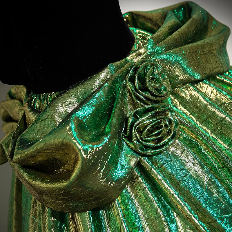 Vintage Retro Green Glitter Velvet Prom Dresses 2024 Ball Gown Strapless Sleeveless Long