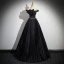 Fashion Black Pleated Rhinestone Prom Dresses 2024 Ball Gown Ruffle Off-The-Shoulder Sleeveless Backless Floor-Length / Long Prom Formal Dresses