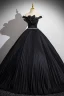 Fashion Black Pleated Rhinestone Prom Dresses 2024 Ball Gown Ruffle Off-The-Shoulder Sleeveless Backless Floor-Length / Long Prom Formal Dresses