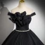 Fashion Black Pleated Rhinestone Prom Dresses 2024 Ball Gown Ruffle Off-The-Shoulder Sleeveless Backless Floor-Length / Long Prom Formal Dresses