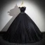 Fashion Black Pleated Rhinestone Prom Dresses 2024 Ball Gown Ruffle Off-The-Shoulder Sleeveless Backless Floor-Length / Long Prom Formal Dresses