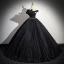 Fashion Black Pleated Rhinestone Prom Dresses 2024 Ball Gown Ruffle Off-The-Shoulder Sleeveless Backless Floor-Length / Long Prom Formal Dresses