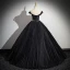 Fashion Black Pleated Rhinestone Prom Dresses 2024 Ball Gown Ruffle Off-The-Shoulder Sleeveless Backless Floor-Length / Long Prom Formal Dresses