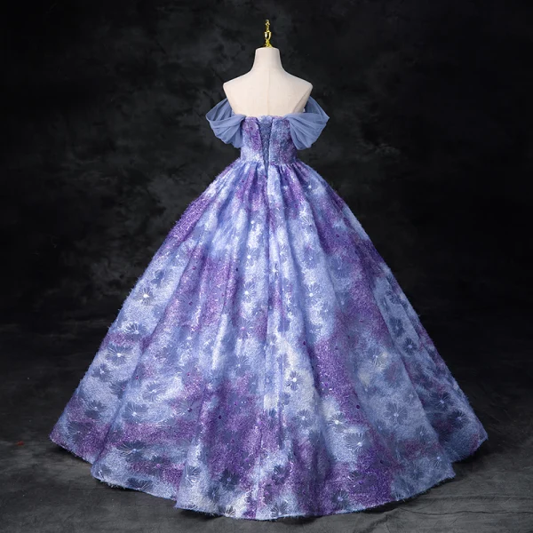 Flower Fairy Multi-Colors Appliques Pearl Rhinestone Glitter Prom Dresses 2024 Ball Gown Strapless Sleeveless Backless Floor-Length / Long Prom Formal Dresses