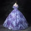 Flower Fairy Multi-Colors Appliques Pearl Rhinestone Glitter Prom Dresses 2024 Ball Gown Strapless Sleeveless Backless Floor-Length / Long Prom Formal Dresses