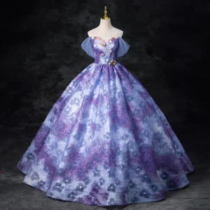 Blumenfee Multifarben Applikationen Perle Strass Glanz Ballkleider 2024 Ballkleid Bandeau Ärmellos Rückenfreies Lange Ball Festliche Kleider