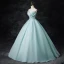 Chic / Beautiful Mint Green Chiffon Prom Dresses 2024 Ball Gown Strapless Sleeveless Backless Rhinestone Sash Floor-Length / Long Prom Formal Dresses