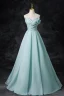 Chic / Beautiful Mint Green Chiffon Prom Dresses 2024 Ball Gown Strapless Sleeveless Backless Rhinestone Sash Floor-Length / Long Prom Formal Dresses