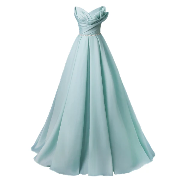 Chic / Beautiful Mint Green Chiffon Prom Dresses 2024 Ball Gown Strapless Sleeveless Backless Rhinestone Sash Floor-Length / Long Prom Formal Dresses