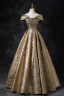 Elegant Gold Sequins Glitter Prom Dresses 2024 Ball Gown Off-The-Shoulder Short Sleeve Backless Floor-Length / Long Prom Formal Dresses