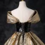 Elegant Gold Sequins Glitter Prom Dresses 2024 Ball Gown Off-The-Shoulder Short Sleeve Backless Floor-Length / Long Prom Formal Dresses