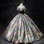 Fancy Multi-Colors Prom Dresses 2024 Ball Gown Off-The-Shoulder Bow Short Sleeve Backless Floor-Length / Long Prom Formal Dresses