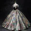 Fancy Multi-Colors Prom Dresses 2024 Ball Gown Off-The-Shoulder Bow Short Sleeve Backless Floor-Length / Long Prom Formal Dresses