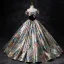 Fancy Multi-Colors Prom Dresses 2024 Ball Gown Off-The-Shoulder Bow Short Sleeve Backless Floor-Length / Long Prom Formal Dresses