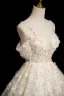 Flower Fairy Champagne Appliques Sequins Prom Dresses 2024 Ball Gown Spaghetti Straps Sleeveless Backless Floor-Length / Long Prom Formal Dresses
