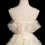 Flower Fairy Champagne Appliques Sequins Prom Dresses 2024 Ball Gown Spaghetti Straps Sleeveless Backless Floor-Length / Long Prom Formal Dresses