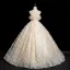 Flower Fairy Champagne Appliques Sequins Prom Dresses 2024 Ball Gown Spaghetti Straps Sleeveless Backless Floor-Length / Long Prom Formal Dresses