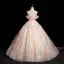 Flower Fairy Blushing Pink Sequins Appliques Ball Gown Prom Dresses 2024 Spaghetti Straps Sleeveless Backless Floor-Length / Long Prom Formal Dresses