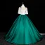 Vintage / Retro Dark Green Sequins Satin Prom Dresses 2024 Ball Gown High Neck Short Sleeve Backless Floor-Length / Long Prom Formal Dresses