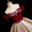 Elegant Rose Gold Rhinestone Pearl Appliques Velvet Prom Dresses 2024 Ball Gown Off-The-Shoulder Short Sleeve Backless Floor-Length / Long Prom Formal Dresses
