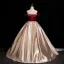 Elegant Rose Gold Rhinestone Pearl Appliques Velvet Prom Dresses 2024 Ball Gown Off-The-Shoulder Short Sleeve Backless Floor-Length / Long Prom Formal Dresses