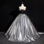 Vintage / Retro Silver Pearl Appliques Prom Dresses 2024 Ball Gown Strapless Sleeveless Backless Floor-Length / Long Prom Formal Dresses